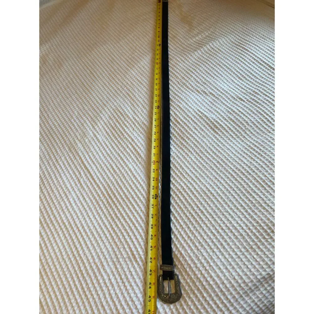 Free People Western Wear Black Rock Black Suede Gunmetal Skinny Belt Med/Lg - Picture 7 of 10